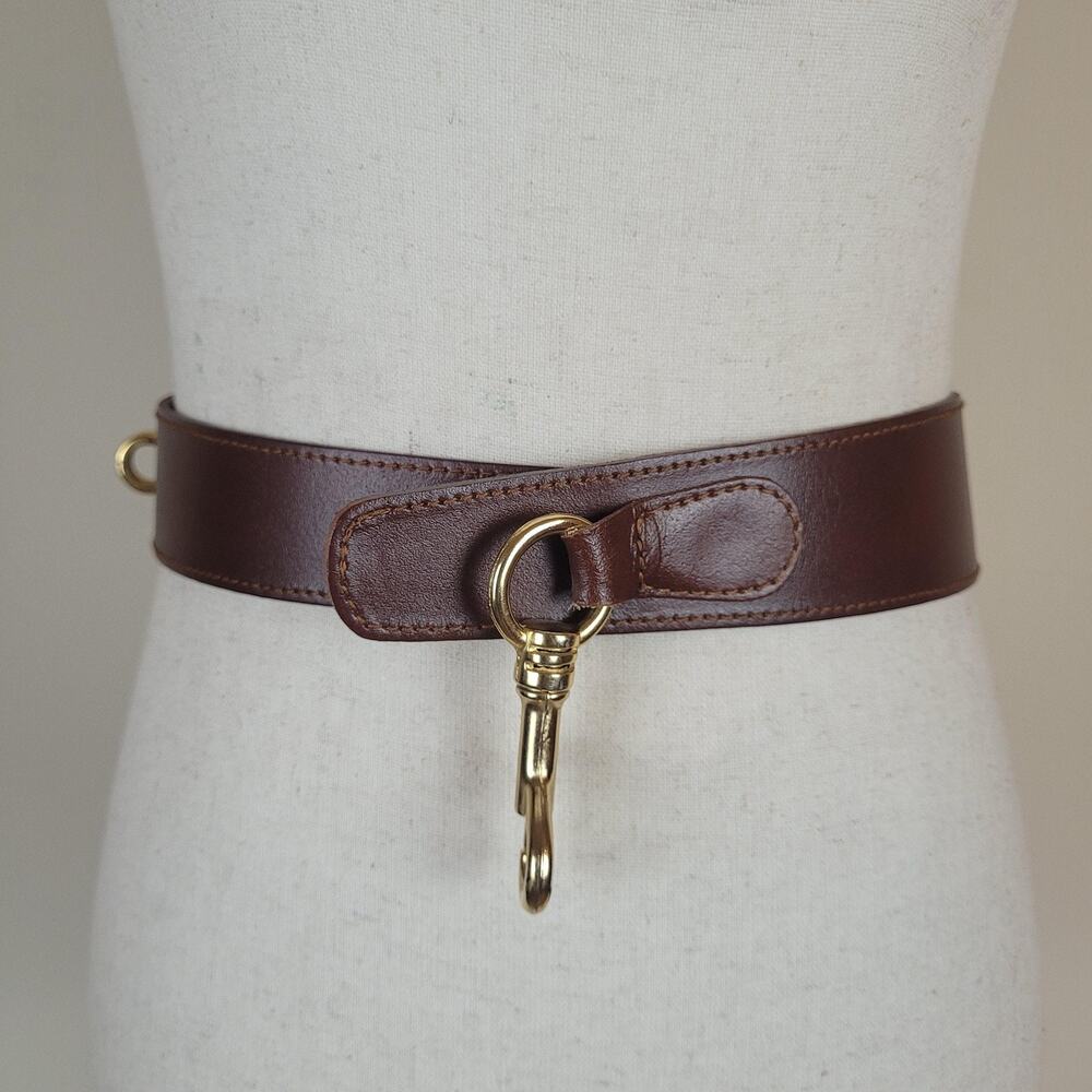VTG The Limited Belt Large Brown Leather Waist Equestrian Minimalist Statement